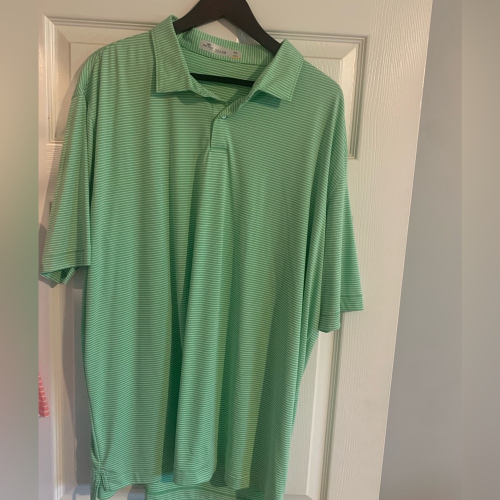 PETER MILLAR • MENS GOLF SHIRT • XXL• GREEN STRIPES